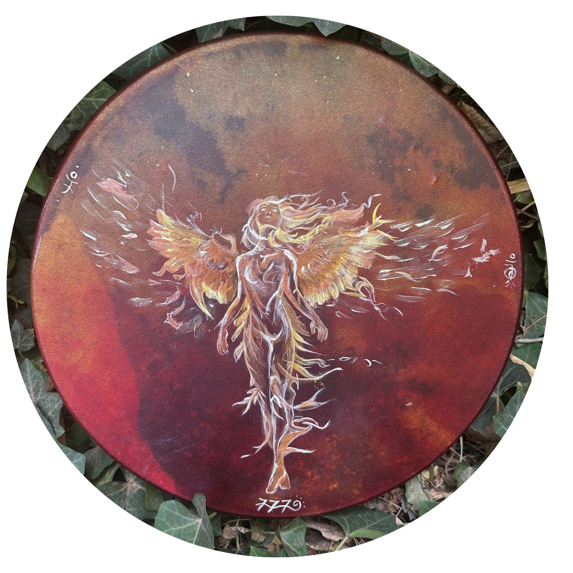 15" Fire Deer Drum with Sage Root