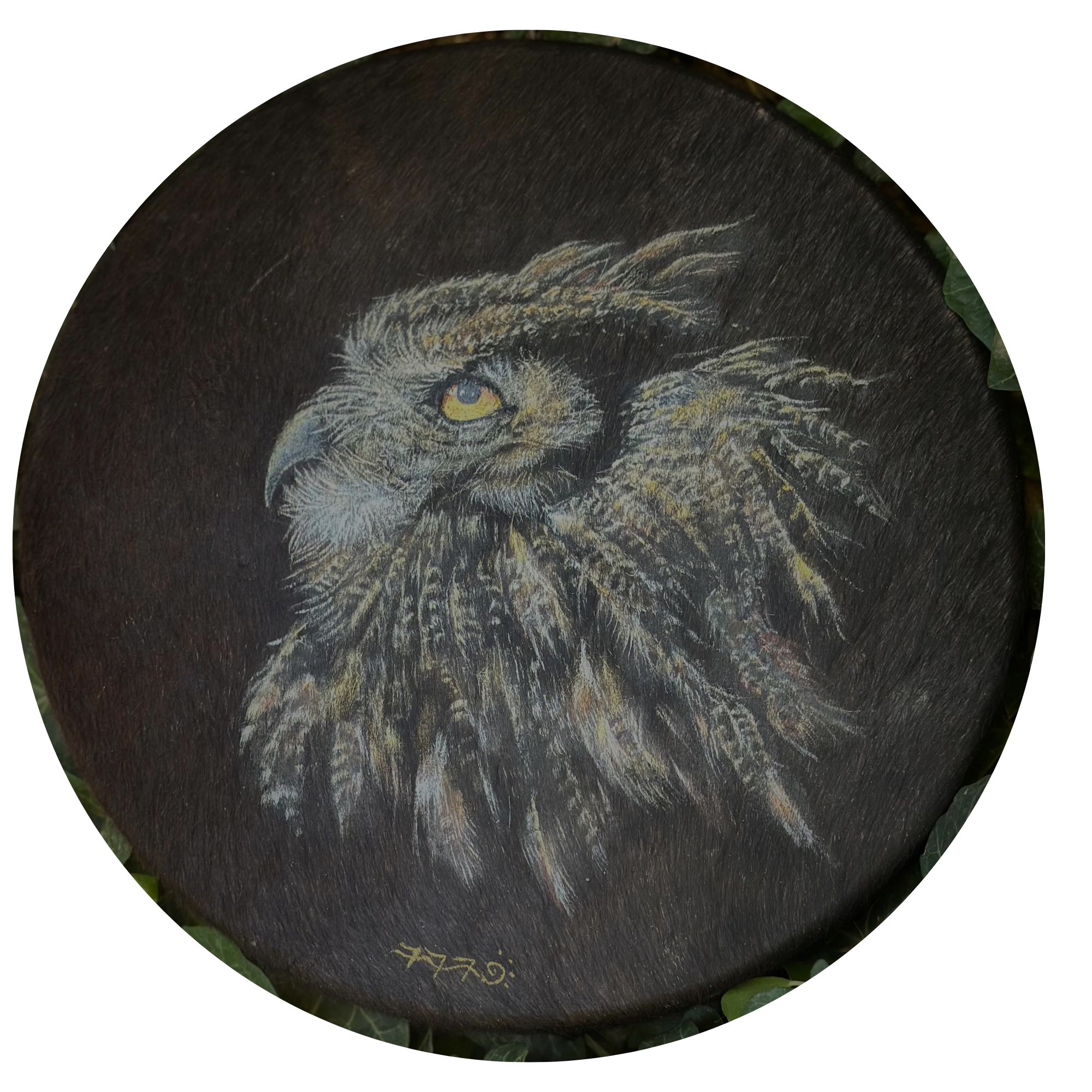 15" Shadow Fur Cow Sacred Drum